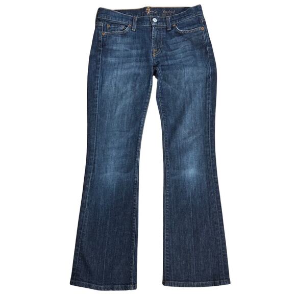 7 For All Mankind Y2K Bootcut 2000s Blue 100% Cotton Jeans Relaxed Fit Low Rise - Picture 1 of 9